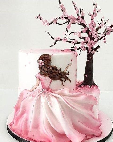 کیک دو طبقه دخترانه